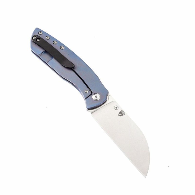 Convict Thumb Studs Knife Blue Titanium Handle(3.3” CPM-S35VN Blade)Sheepdog Knives Design-K1023A3 Blue | Folding Pocket Knives