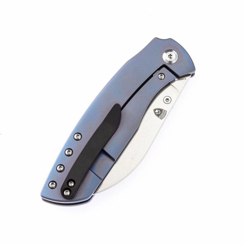 Convict Thumb Studs Knife Blue Titanium Handle(3.3” CPM-S35VN Blade)Sheepdog Knives Design-K1023A3 Blue | Folding Pocket Knives