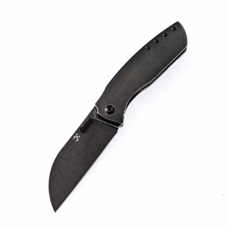 Convict Thumb Studs Knife Titanium Handle (3.3"CPM-S35VN Blade)Sheepdog Knives Design-K1023A2 Black | Folding Pocket Knives