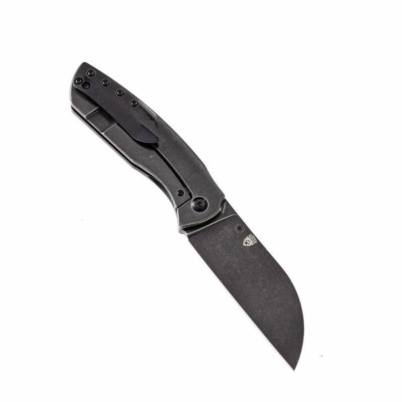 Convict Thumb Studs Knife Titanium Handle (3.3"CPM-S35VN Blade)Sheepdog Knives Design-K1023A2 Black | Folding Pocket Knives