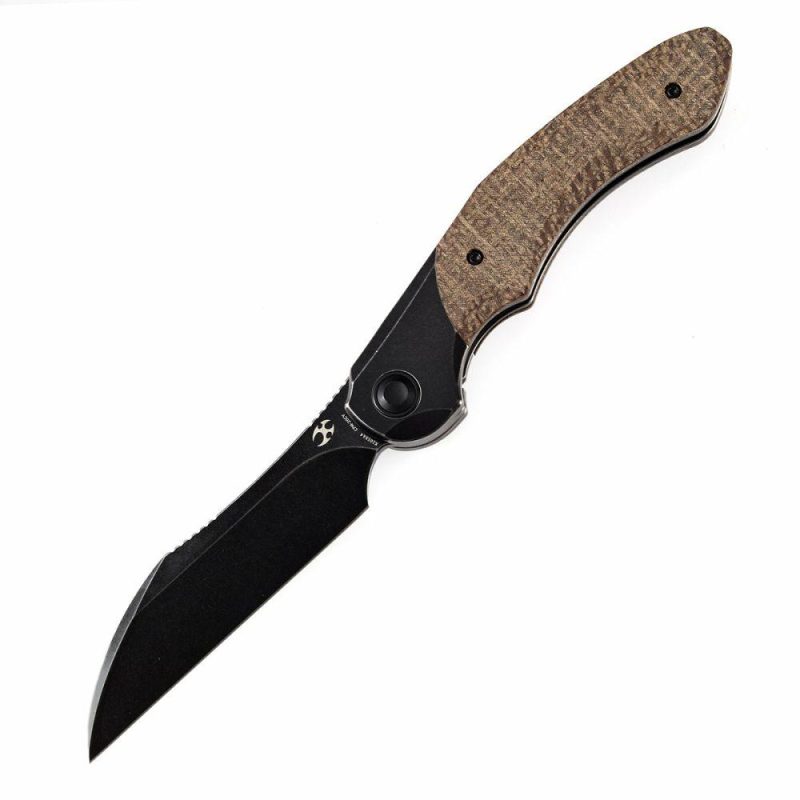 Cosmos Flipper Knives Titanium + Brown Micarta ( 3.58”CPM 20CV Blade)Munko Knives Design-K1059A4 Black/Brown Micarta | Folding Pocket Knives