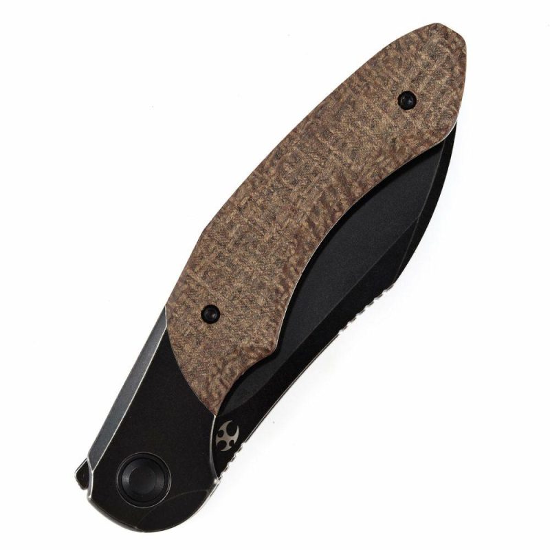 Cosmos Flipper Knives Titanium + Brown Micarta ( 3.58”CPM 20CV Blade)Munko Knives Design-K1059A4 Black/Brown Micarta | Folding Pocket Knives