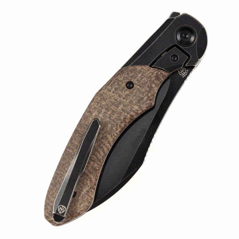 Cosmos Flipper Knives Titanium + Brown Micarta ( 3.58”CPM 20CV Blade)Munko Knives Design-K1059A4 Black/Brown Micarta | Folding Pocket Knives