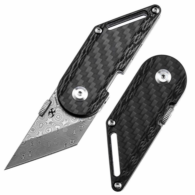 Dash K3045A1 Designed by Dirk Pinkerton Damascus Twll Carbon Fiber Black | Folding Pocket Knives