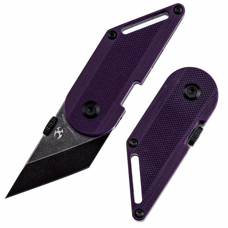 Dash Thumb Disc 1.69" Black Stonewashed 154CM Blade Purple G10 Designed by Dirk Pinkerton – T3045A4 Purple | Folding Pocket Knives