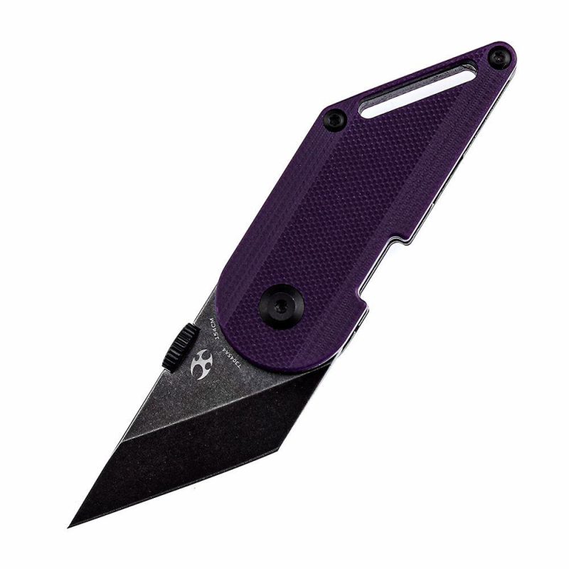 Dash Thumb Disc 1.69" Black Stonewashed 154CM Blade Purple G10 Designed by Dirk Pinkerton – T3045A4 Purple | Folding Pocket Knives