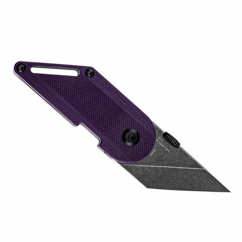 Dash Thumb Disc 1.69" Black Stonewashed 154CM Blade Purple G10 Designed by Dirk Pinkerton – T3045A4 Purple | Folding Pocket Knives