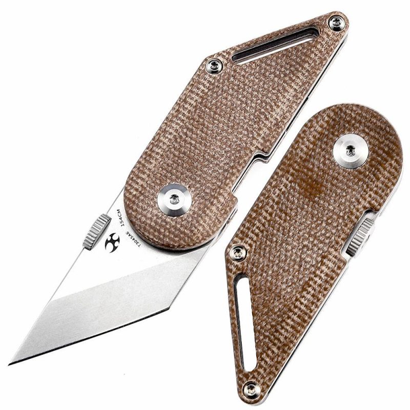 Dash Thumb Disc 1.69" Stonewashed 154CM Brown Micarta Designed by Dirk Pinkerton -T3045A6 Brown | Folding Pocket Knives