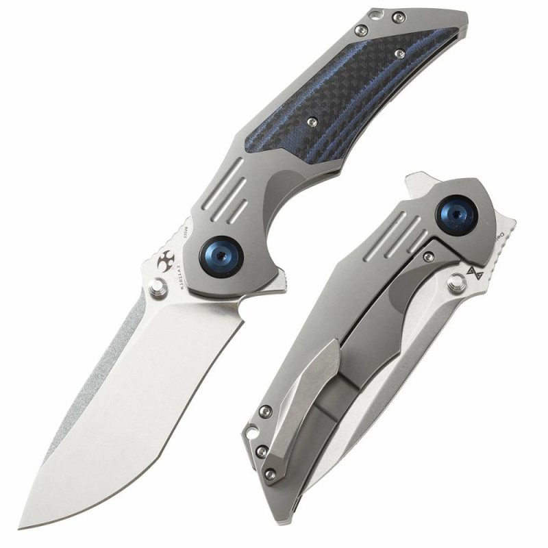 Delta Flipper Knife 6AL4V Titanium Handle (3.54"CPM-S35VN Blade)Jelly Jerry Design -K1011A2 Gray And Blue | Folding Pocket Knives