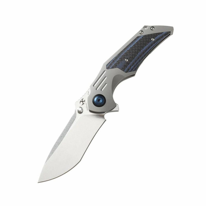 Delta Flipper Knife 6AL4V Titanium Handle (3.54"CPM-S35VN Blade)Jelly Jerry Design -K1011A2 Gray And Blue | Folding Pocket Knives