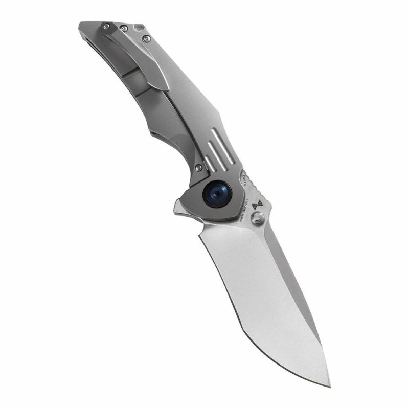 Delta Flipper Knife 6AL4V Titanium Handle (3.54"CPM-S35VN Blade)Jelly Jerry Design -K1011A2 Gray And Blue | Folding Pocket Knives