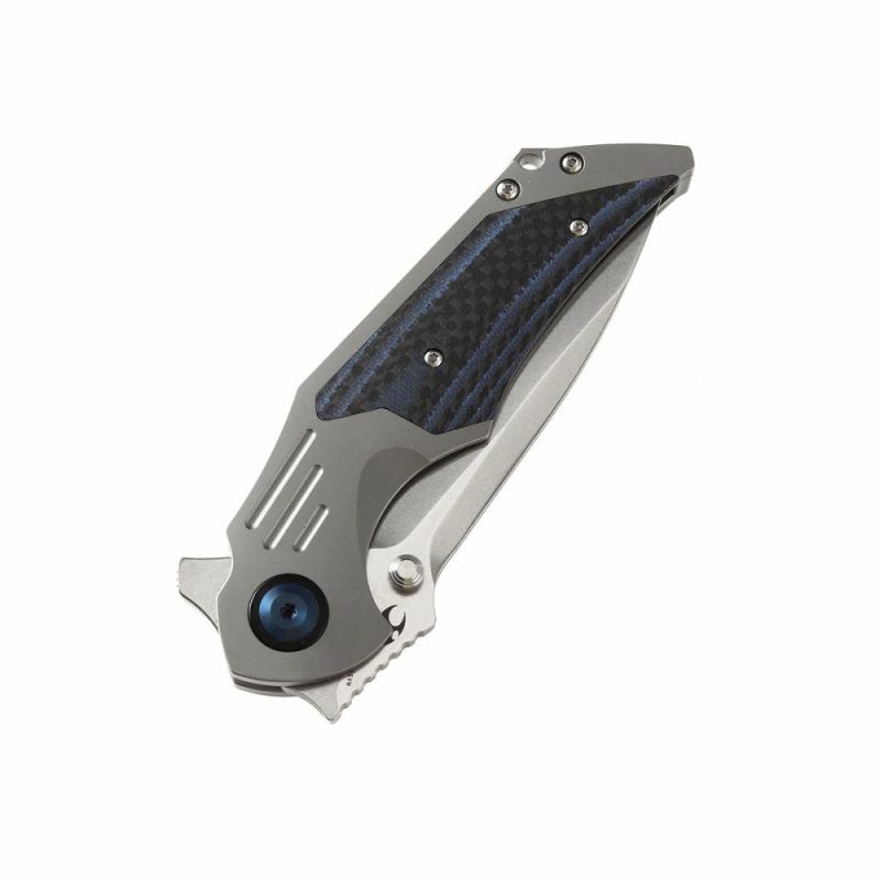 Delta Flipper Knife 6AL4V Titanium Handle (3.54"CPM-S35VN Blade)Jelly Jerry Design -K1011A2 Gray And Blue | Folding Pocket Knives