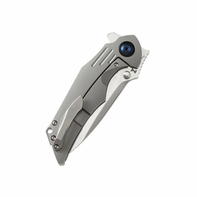 Delta Flipper Knife 6AL4V Titanium Handle (3.54"CPM-S35VN Blade)Jelly Jerry Design -K1011A2 Gray And Blue | Folding Pocket Knives