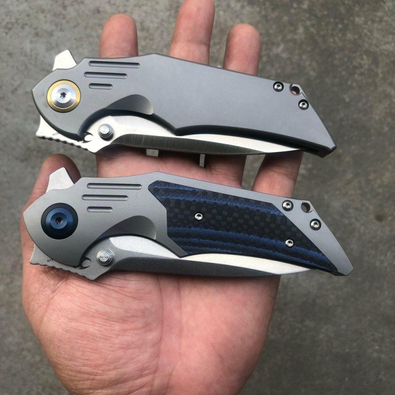 Delta Thumb Studs /Flipper knife 6AL4V Titanium Handle (3.54" CPM-S35VN Blade )elly Jerry Design-K1011A1 Gray | Folding Pocket Knives