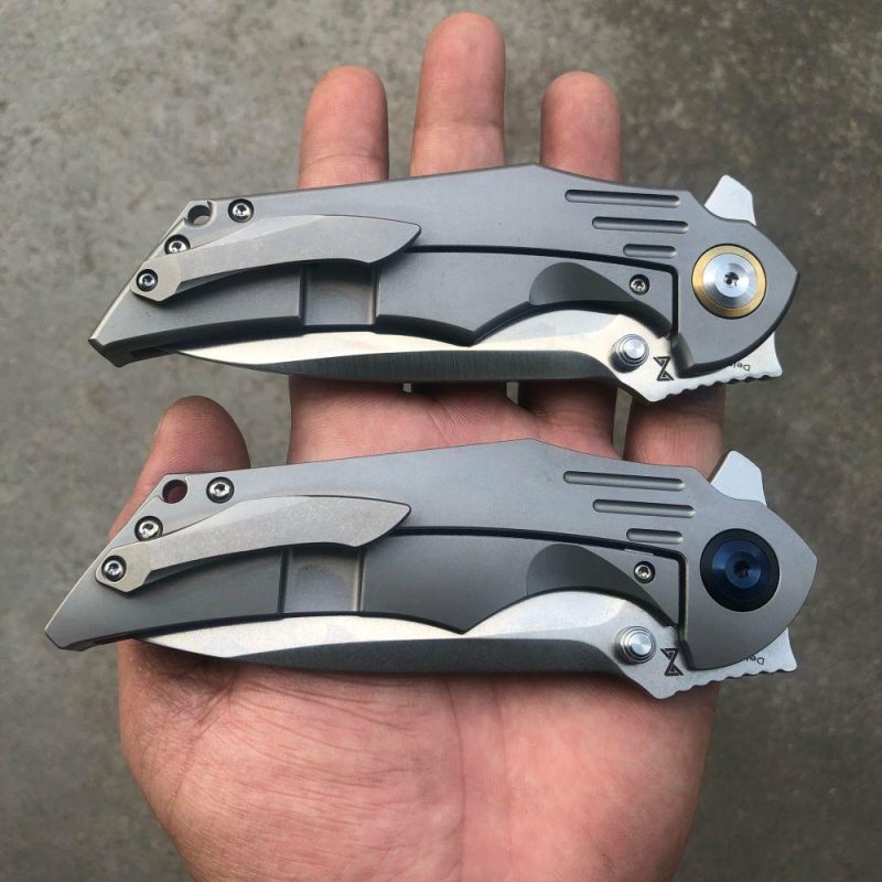 Delta Thumb Studs /Flipper knife 6AL4V Titanium Handle (3.54" CPM-S35VN Blade )elly Jerry Design-K1011A1 Gray | Folding Pocket Knives