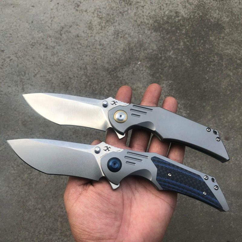 Delta Thumb Studs /Flipper knife 6AL4V Titanium Handle (3.54" CPM-S35VN Blade )elly Jerry Design-K1011A1 Gray | Folding Pocket Knives