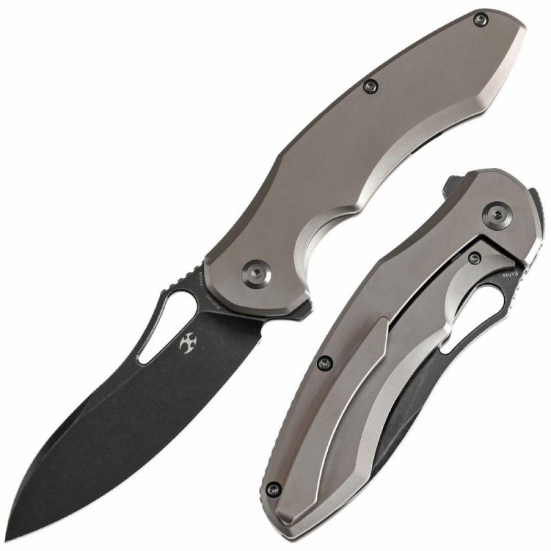 Echis Thumb Hole Bronze Anodized Titanium Handle (3.45”CPM S35VN Blade ) Djinn Design -K1071A2 Black Bronze | Folding Pocket Knives