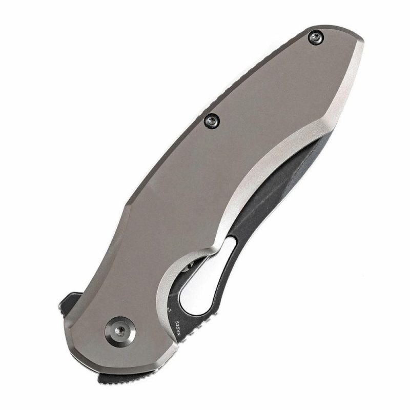 Echis Thumb Hole Bronze Anodized Titanium Handle (3.45”CPM S35VN Blade ) Djinn Design -K1071A2 Black Bronze | Folding Pocket Knives