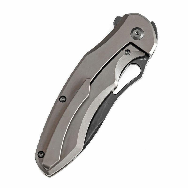 Echis Thumb Hole Bronze Anodized Titanium Handle (3.45”CPM S35VN Blade ) Djinn Design -K1071A2 Black Bronze | Folding Pocket Knives