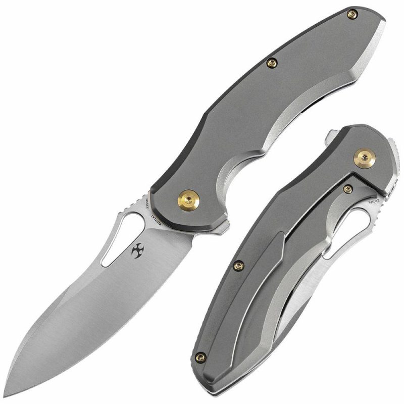 Echis Thumb Hole Titanium Handle (3.45”CPM S35VN Blade ) Djinn Design -K1071A1 Plain | Folding Pocket Knives