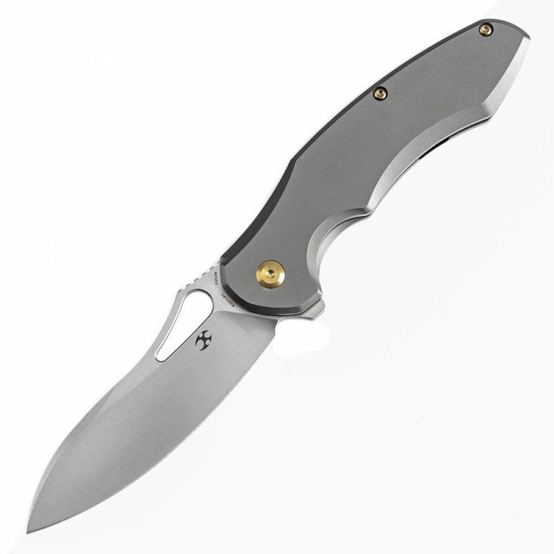 Echis Thumb Hole Titanium Handle (3.45”CPM S35VN Blade ) Djinn Design -K1071A1 Plain | Folding Pocket Knives