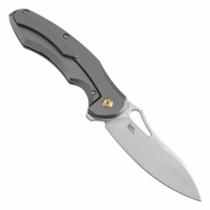 Echis Thumb Hole Titanium Handle (3.45”CPM S35VN Blade ) Djinn Design -K1071A1 Plain | Folding Pocket Knives