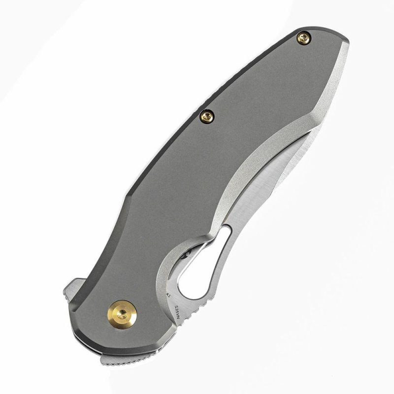 Echis Thumb Hole Titanium Handle (3.45”CPM S35VN Blade ) Djinn Design -K1071A1 Plain | Folding Pocket Knives