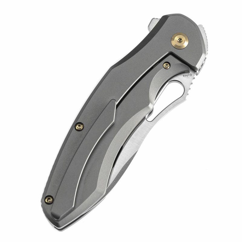 Echis Thumb Hole Titanium Handle (3.45”CPM S35VN Blade ) Djinn Design -K1071A1 Plain | Folding Pocket Knives