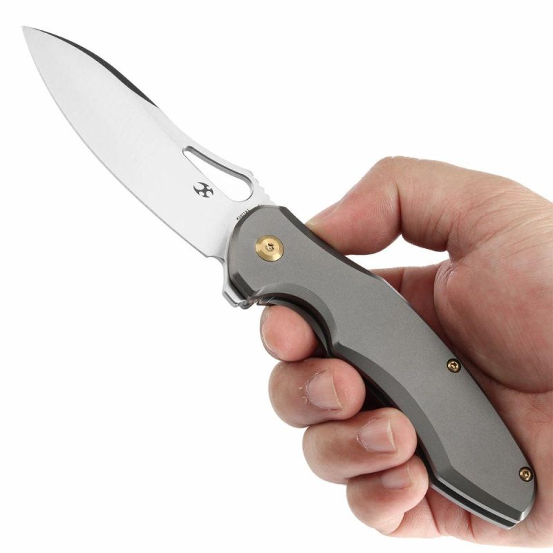 Echis Thumb Hole Titanium Handle (3.45”CPM S35VN Blade ) Djinn Design -K1071A1 Plain | Folding Pocket Knives