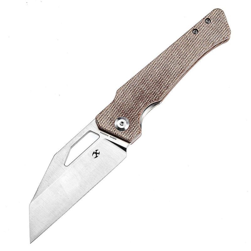 Egress K1033A1 Satin CPM-S35VN Brown Micarta Handle with Nitch Designs Design Brown | Folding Pocket Knives