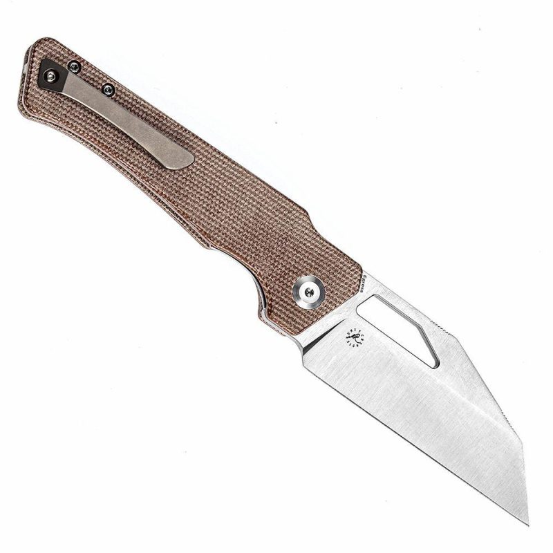 Egress K1033A1 Satin CPM-S35VN Brown Micarta Handle with Nitch Designs Design Brown | Folding Pocket Knives