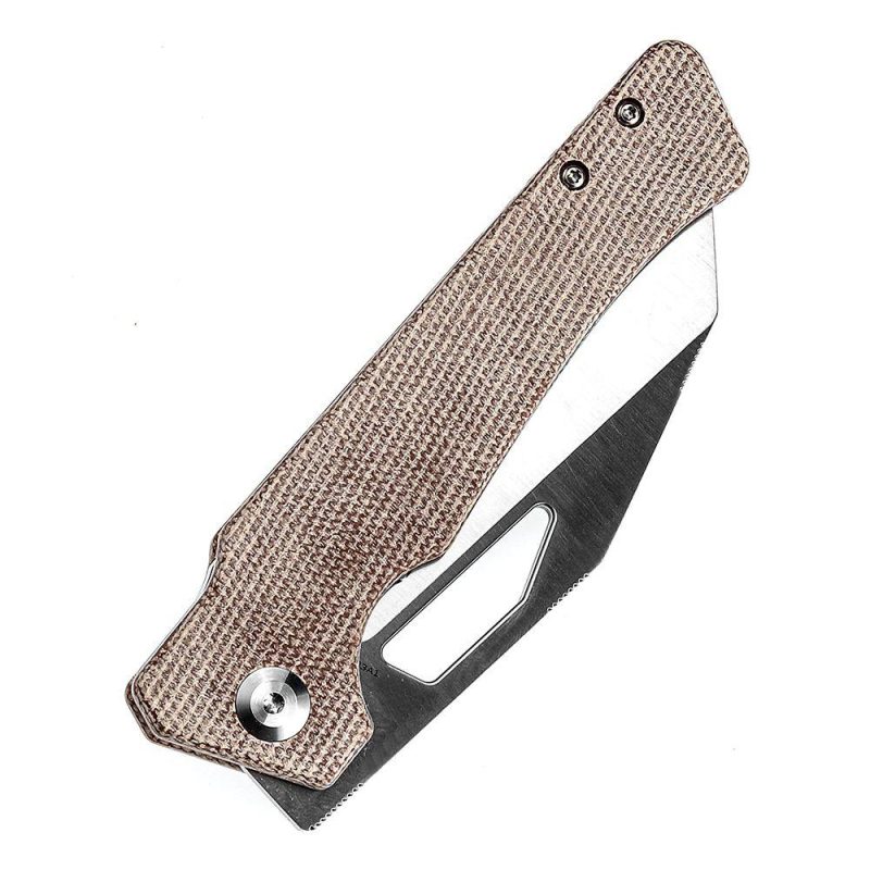 Egress K1033A1 Satin CPM-S35VN Brown Micarta Handle with Nitch Designs Design Brown | Folding Pocket Knives