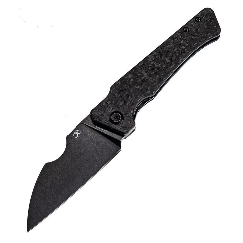 Egress K1033B2 Satin Black Stonewashed CPM-S35VN Shred Carbon Fiber Handle with Nitch Designs Design Black | Folding Pocket Knives