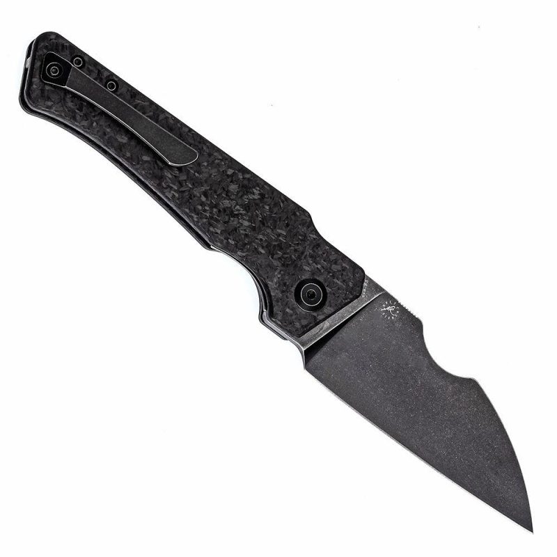 Egress K1033B2 Satin Black Stonewashed CPM-S35VN Shred Carbon Fiber Handle with Nitch Designs Design Black | Folding Pocket Knives