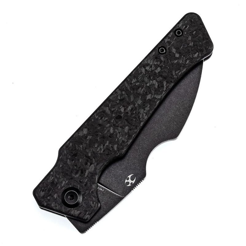 Egress K1033B2 Satin Black Stonewashed CPM-S35VN Shred Carbon Fiber Handle with Nitch Designs Design Black | Folding Pocket Knives