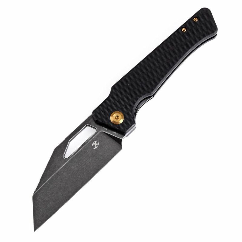 Egress T1033A1 Black Stonewashed 14C28N Black G10 Handle with Nitch Designs Design Black | Folding Pocket Knives