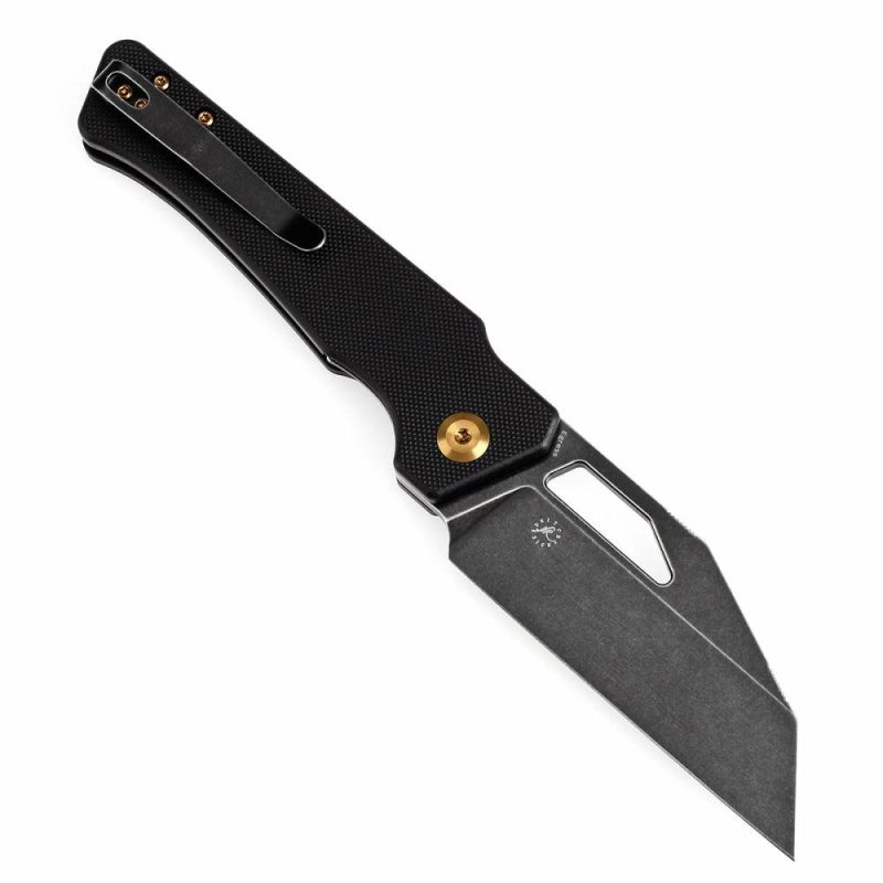 Egress T1033A1 Black Stonewashed 14C28N Black G10 Handle with Nitch Designs Design Black | Folding Pocket Knives