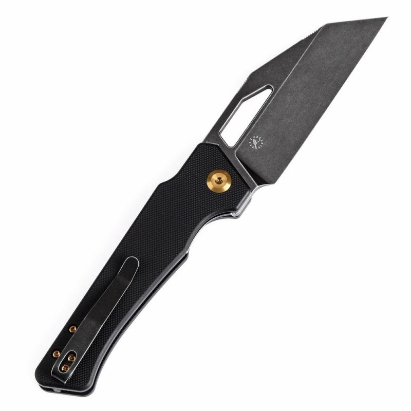 Egress T1033A1 Black Stonewashed 14C28N Black G10 Handle with Nitch Designs Design Black | Folding Pocket Knives