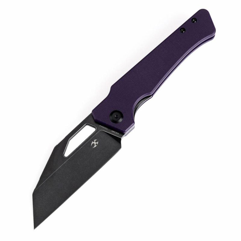 Egress T1033A3 Black Stonewashed 14C28N Purple G10 Handle with Nitch Designs Design Purple | Folding Pocket Knives