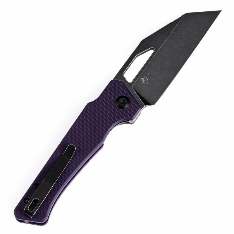 Egress T1033A3 Black Stonewashed 14C28N Purple G10 Handle with Nitch Designs Design Purple | Folding Pocket Knives