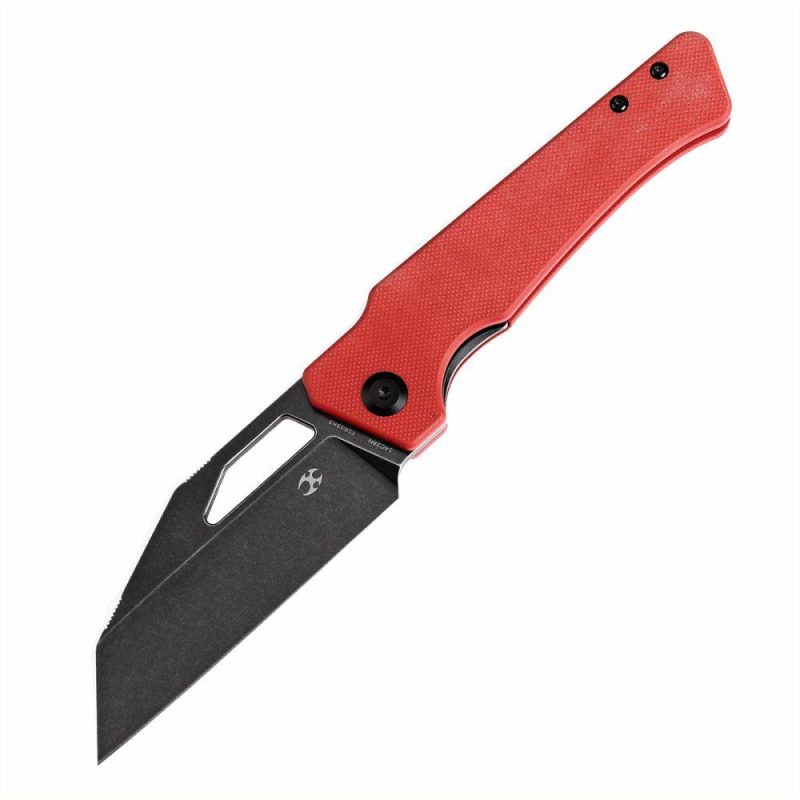 Egress T1033A5 Black Stonewashed 14C28N Red G10 Handle with Nitch Designs Design Red | Folding Pocket Knives