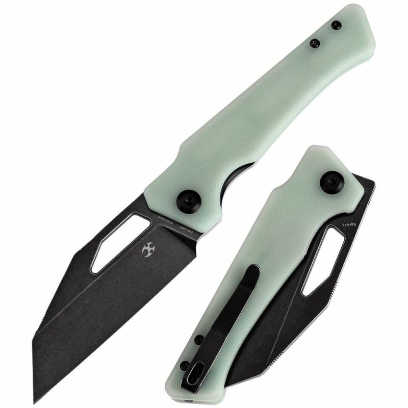 Egress T1033A6 Black Stonewashed 14C28N Jade G10 Handle with Nitch Designs Design Jade | Folding Pocket Knives