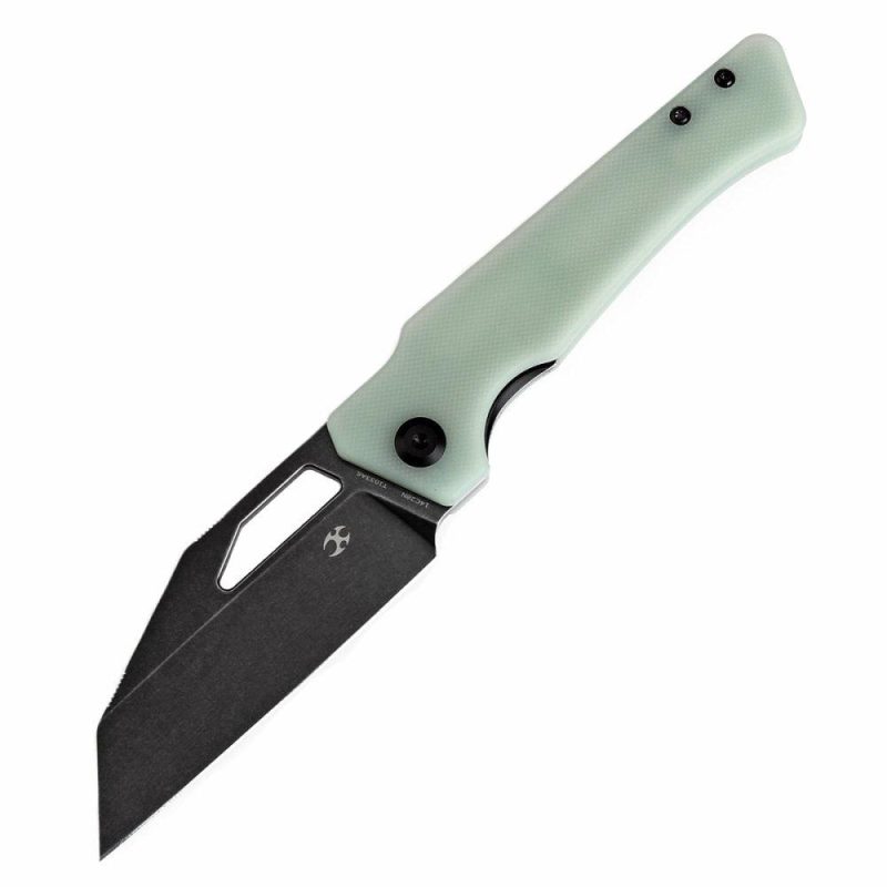 Egress T1033A6 Black Stonewashed 14C28N Jade G10 Handle with Nitch Designs Design Jade | Folding Pocket Knives