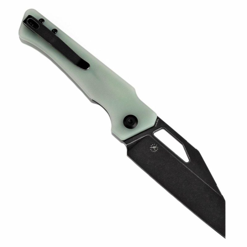 Egress T1033A6 Black Stonewashed 14C28N Jade G10 Handle with Nitch Designs Design Jade | Folding Pocket Knives