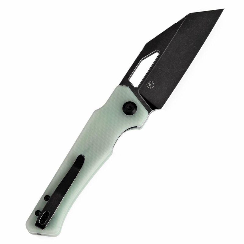 Egress T1033A6 Black Stonewashed 14C28N Jade G10 Handle with Nitch Designs Design Jade | Folding Pocket Knives