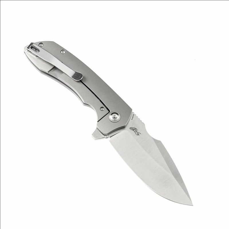 Entity K1036A1 Satin CPM-S35VN Blade Bead Blasted Titanium Handle with Nalu Knives design | Folding Pocket Knives