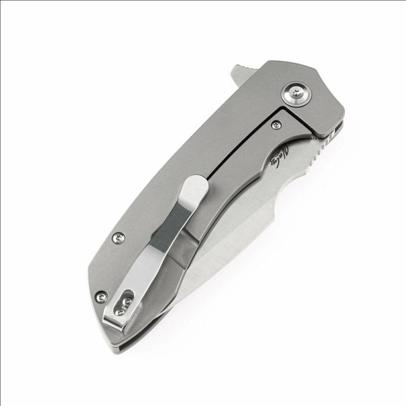 Entity K1036A1 Satin CPM-S35VN Blade Bead Blasted Titanium Handle with Nalu Knives design | Folding Pocket Knives