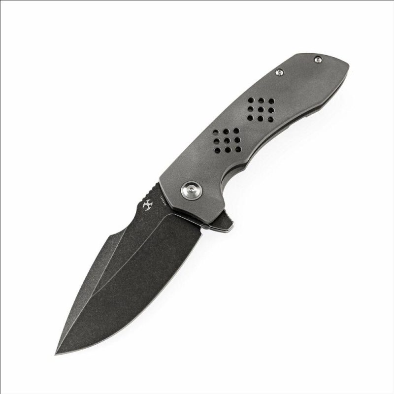 Entity K1036A2 Black TiCn Coated and Stonewashed CPM-S35VN Blade Silicon Carbided Titanium Handle with Nalu Knives design | Folding Pocket Knives