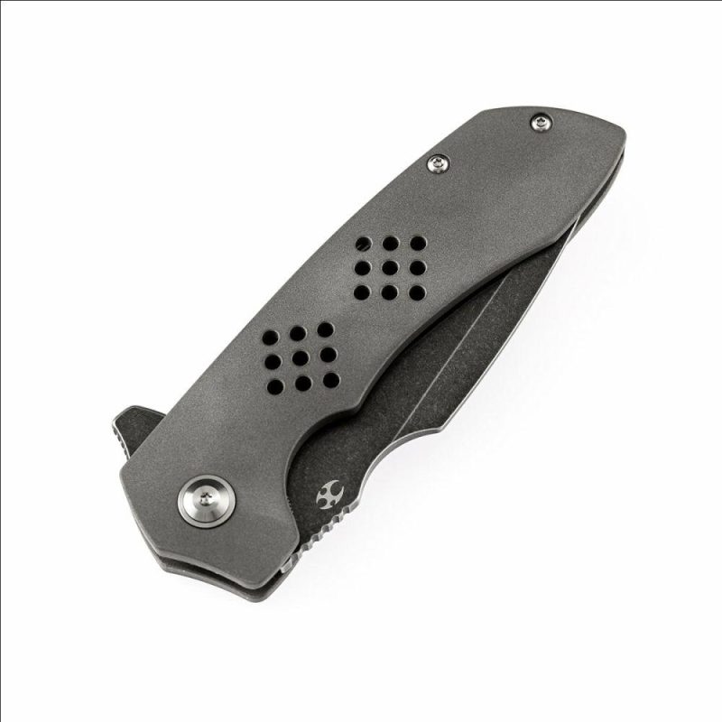 Entity K1036A2 Black TiCn Coated and Stonewashed CPM-S35VN Blade Silicon Carbided Titanium Handle with Nalu Knives design | Folding Pocket Knives