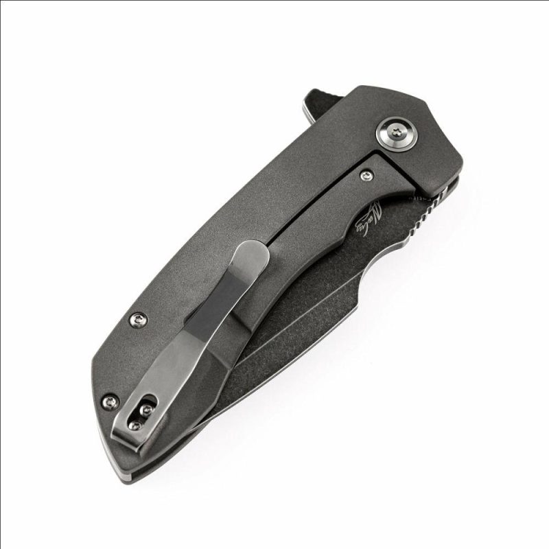 Entity K1036A2 Black TiCn Coated and Stonewashed CPM-S35VN Blade Silicon Carbided Titanium Handle with Nalu Knives design | Folding Pocket Knives